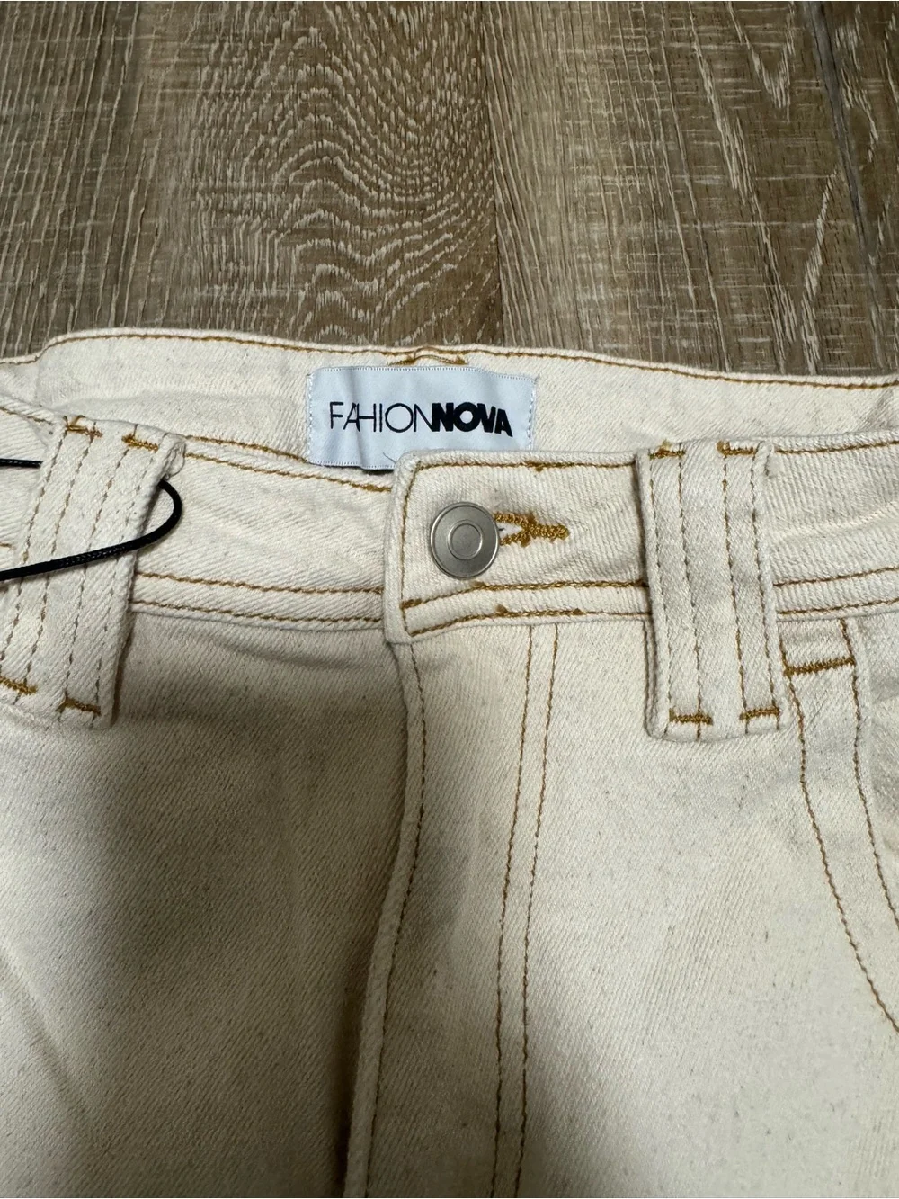 Fashion Nova Cream Cargo Pants with Utility Pockets